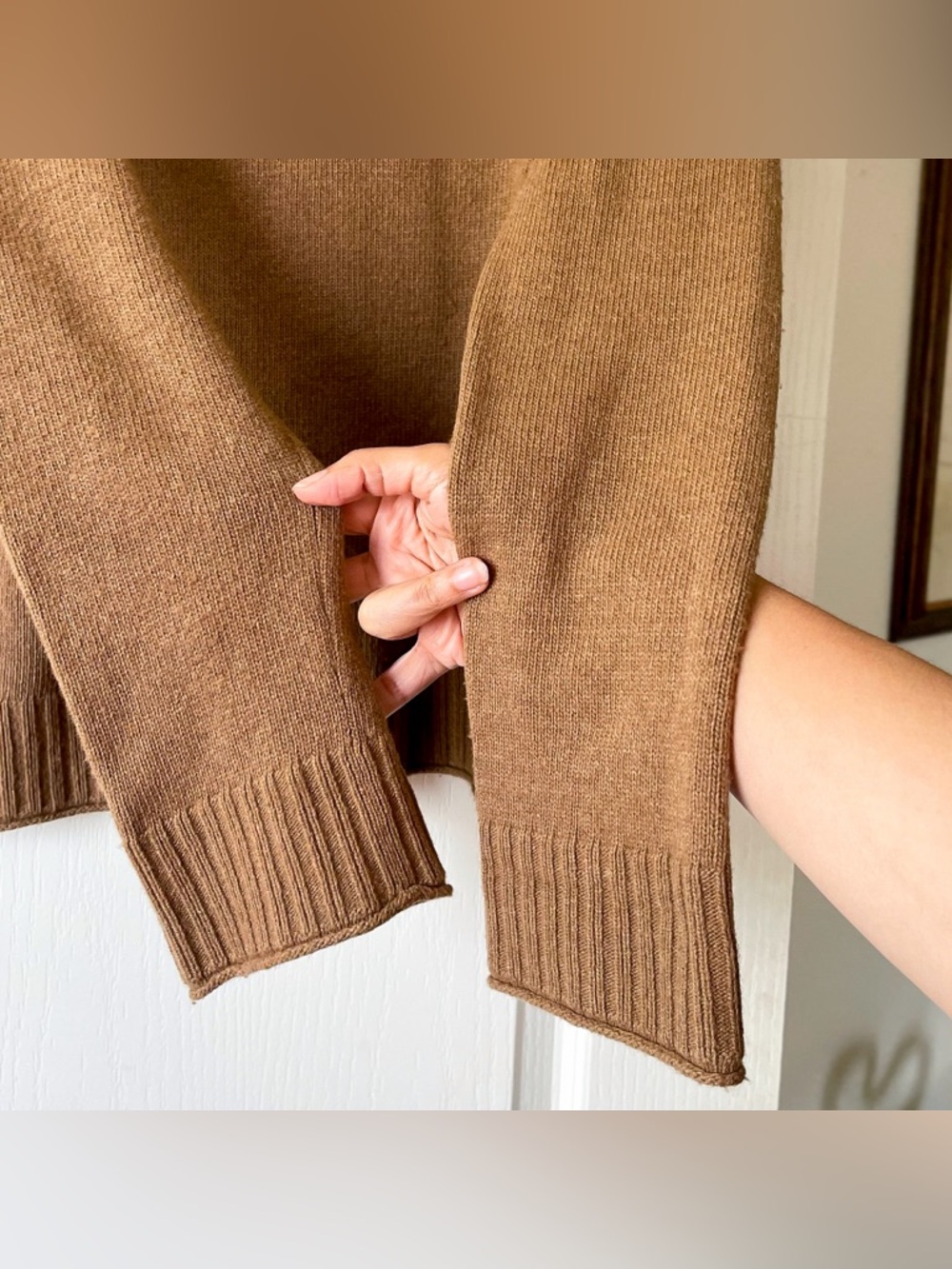 Jenni Kayne Everyday Sweater Wool Cashmere Blend Camel Pullover Large EUC - Picture 3 of 9